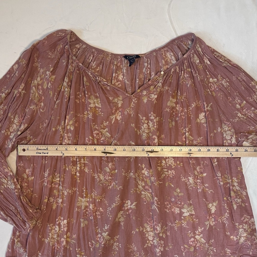 Chaps Floral Women's Crinkle Cotton/Spandex Flowy Top XL‎ 1X - Picture 3 of 7